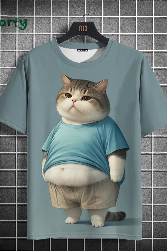 Cat Print T-shirts for Men - Y2K Graphic T-Shirt FitiqueFit