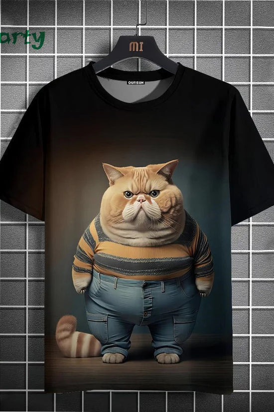 Cat Print T-shirts for Men - Y2K Graphic T-Shirt FitiqueFit