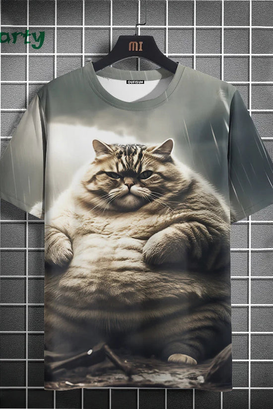 Cat Print T-shirts for Men - Y2K Graphic T-Shirt FitiqueFit