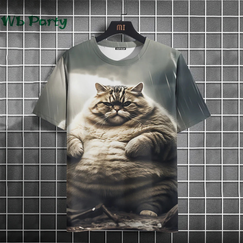 Cat Print T-shirts for Men - Y2K Graphic T-Shirt FitiqueFit
