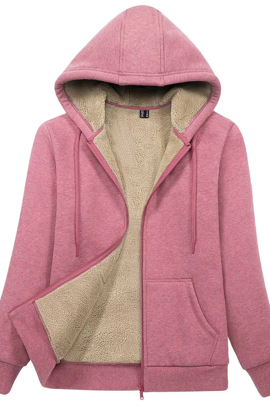 MAGCOMSEN Womens Sherpa Lined Fleece Jacket Zip Up Casual Hoodie Winter Warm Thicken Jackets 