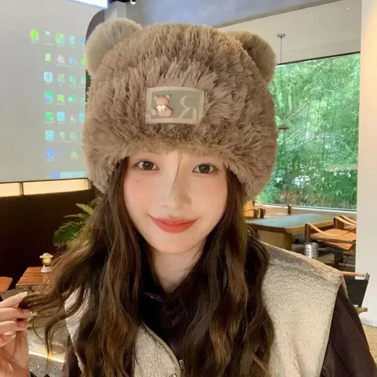 Letter Bear Ears KnittedCute Woolen Hat Beanie Hat Cat Ears Beanie All-match Skull Lovely Cap Winter/Autumn Cute Popular Hat FitiqueFit