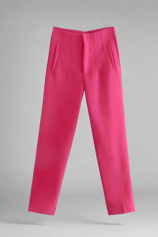 TRAFZA 2024 Woman Solid Trouser High Waist Slim Zipper Fly Long Pants Female Wild Commute Office Lady Woman Pencil Pant Street FitiqueFit