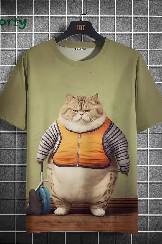 Cat Print T-shirts for Men - Y2K Graphic T-Shirt FitiqueFit