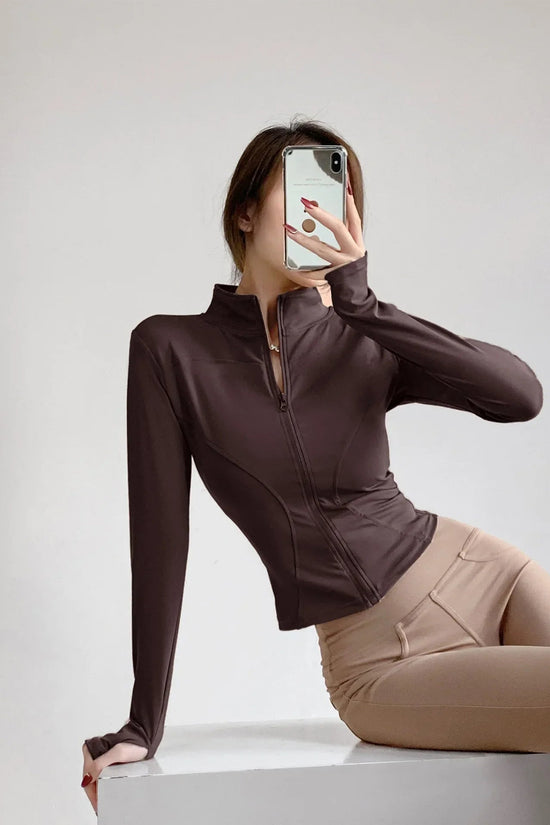 S-3XL Sun Quick Drying Sports Coat Women's Tight Top Yoga Jacket Long Sleeve Zipper Jacket Running Fitness Women's Jacket 