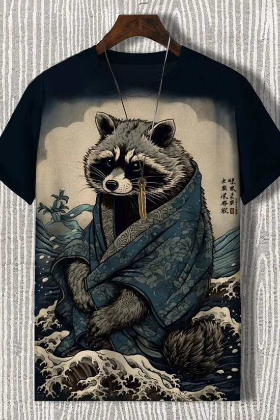 Samurai Cat Graphic T-Shirt – Japanese Style 3D Print Men's Tee FitiqueFit