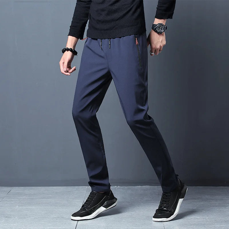 Men's Casual Pants Stretch Slim Fit Elastic Waist Jogger Korean Classic Blue Black Gray Male Brand Trousers Plus Size 4XL 5XL 