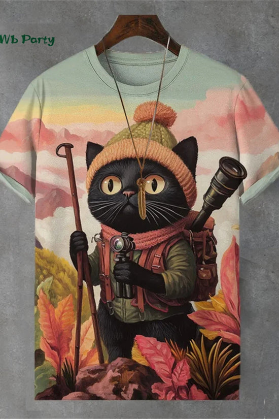 🐱  3D Travel Cat Print T-Shirt – Playful Summer Streetwear FitiqueFit