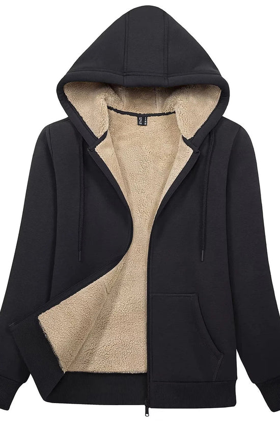 MAGCOMSEN Womens Sherpa Lined Fleece Jacket Zip Up Casual Hoodie Winter Warm Thicken Jackets 