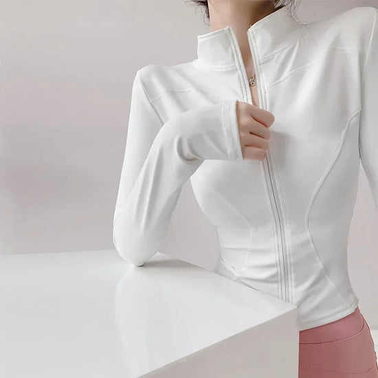 S-3XL Sun Quick Drying Sports Coat Women's Tight Top Yoga Jacket Long Sleeve Zipper Jacket Running Fitness Women's Jacket 