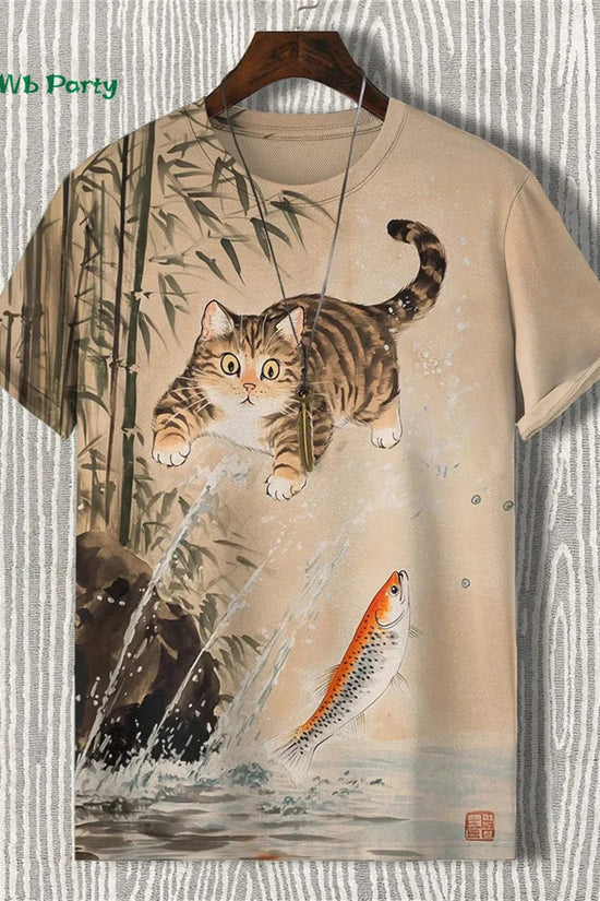 🐱  3D Travel Cat Print T-Shirt – Playful Summer Streetwear FitiqueFit