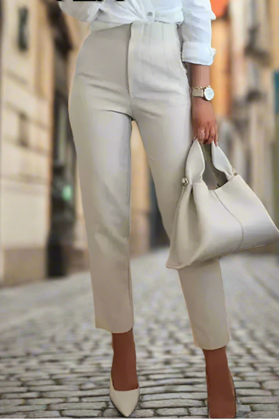 TRAFZA 2024 Woman Solid Trouser High Waist Slim Zipper Fly Long Pants Female Wild Commute Office Lady Woman Pencil Pant Street FitiqueFit