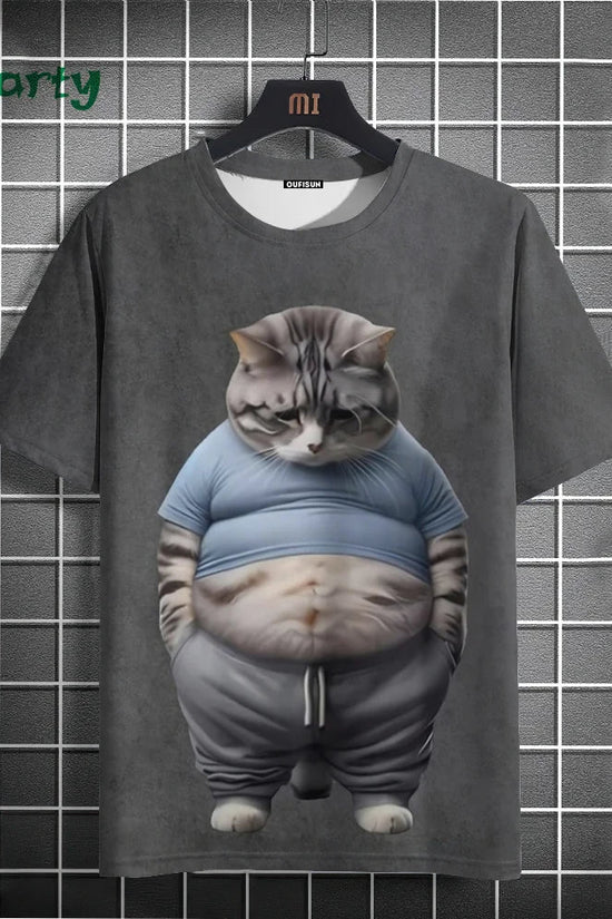 Cat Print T-shirts for Men - Y2K Graphic T-Shirt FitiqueFit