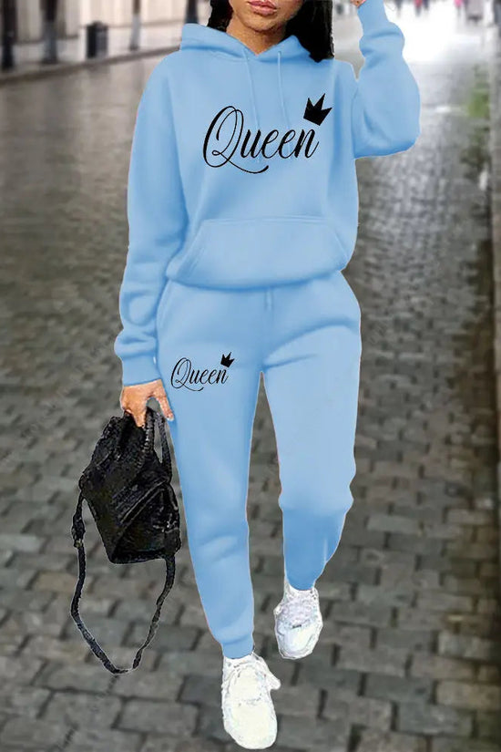 Queen Letter Graphic Print Women's Sets Hoodies Pants 2pcs Suit Autumn Winter Sports Jogging High quality Aesthetic Tracksuit 