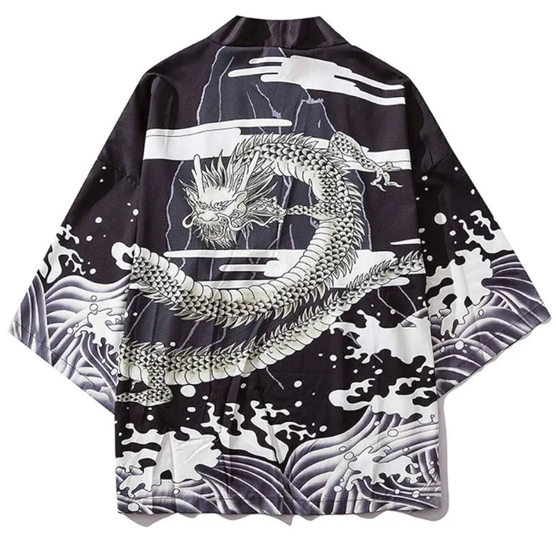 🐉 Summer Japanese Style Anime Dragon Print Haori Yukata FitiqueFit