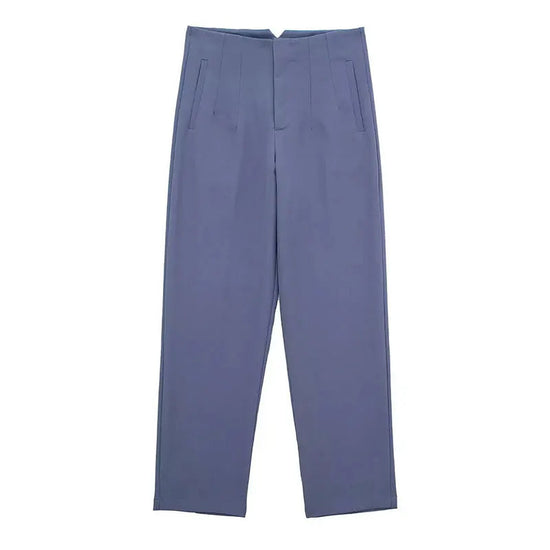 TRAFZA 2024 Woman Solid Trouser High Waist Slim Zipper Fly Long Pants Female Wild Commute Office Lady Woman Pencil Pant Street FitiqueFit