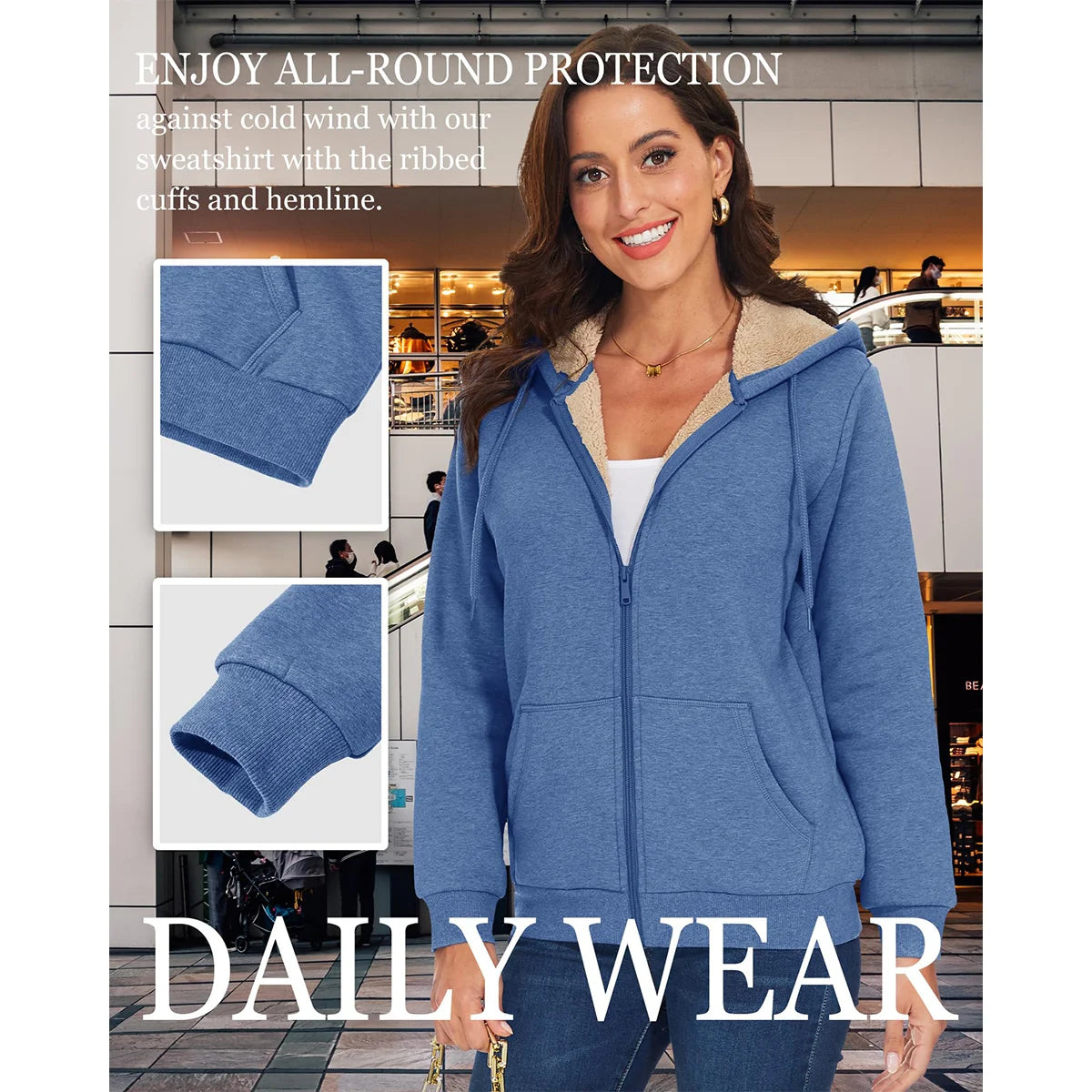 MAGCOMSEN Womens Sherpa Lined Fleece Jacket Zip Up Casual Hoodie Winter Warm Thicken Jackets 