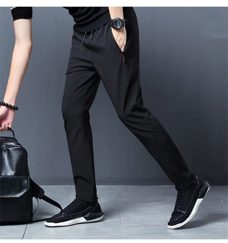 Men's Casual Pants Stretch Slim Fit Elastic Waist Jogger Korean Classic Blue Black Gray Male Brand Trousers Plus Size 4XL 5XL 