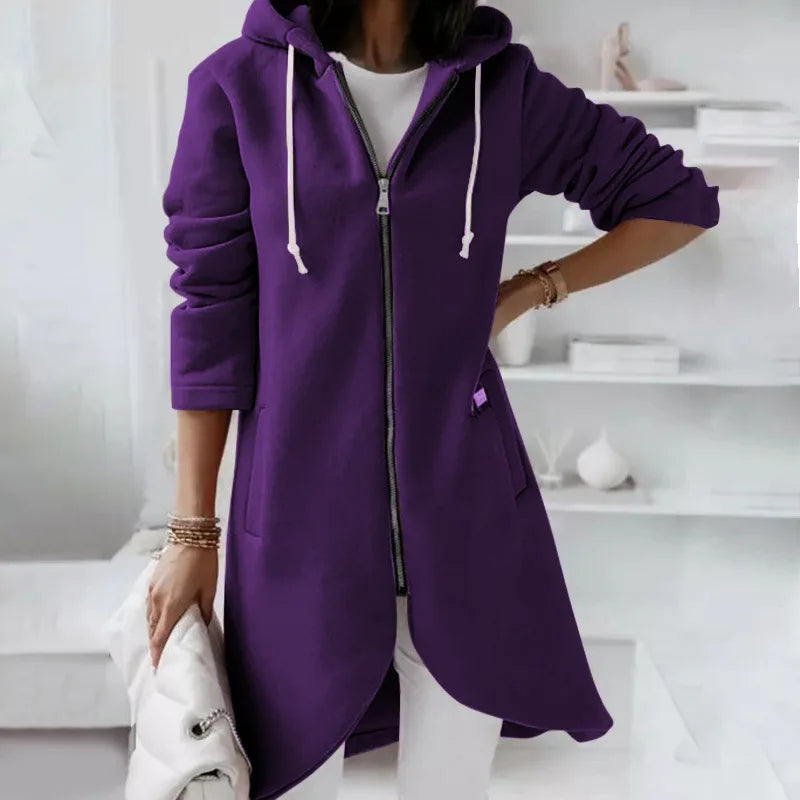 Oversized Women Loose Zip Sweatshirts Casual Female Hoody Tie Collar Zip Up Pocket Baggy Streetwear Hooded Coats JYFS-JY7755 