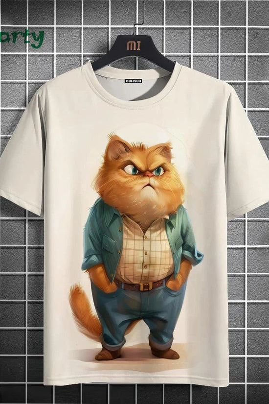 Cat Print T-shirts for Men - Y2K Graphic T-Shirt FitiqueFit