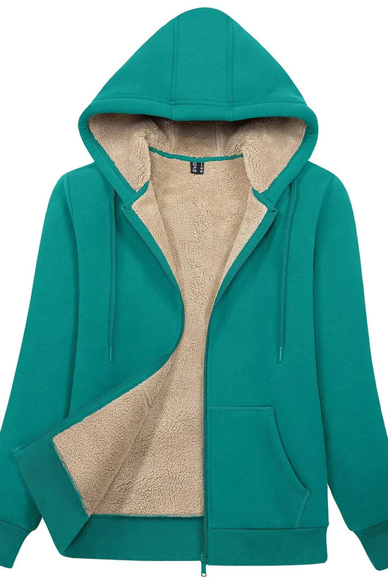 MAGCOMSEN Womens Sherpa Lined Fleece Jacket Zip Up Casual Hoodie Winter Warm Thicken Jackets 
