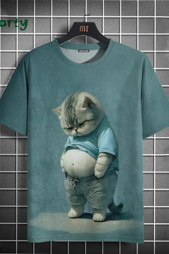 Cat Print T-shirts for Men - Y2K Graphic T-Shirt FitiqueFit