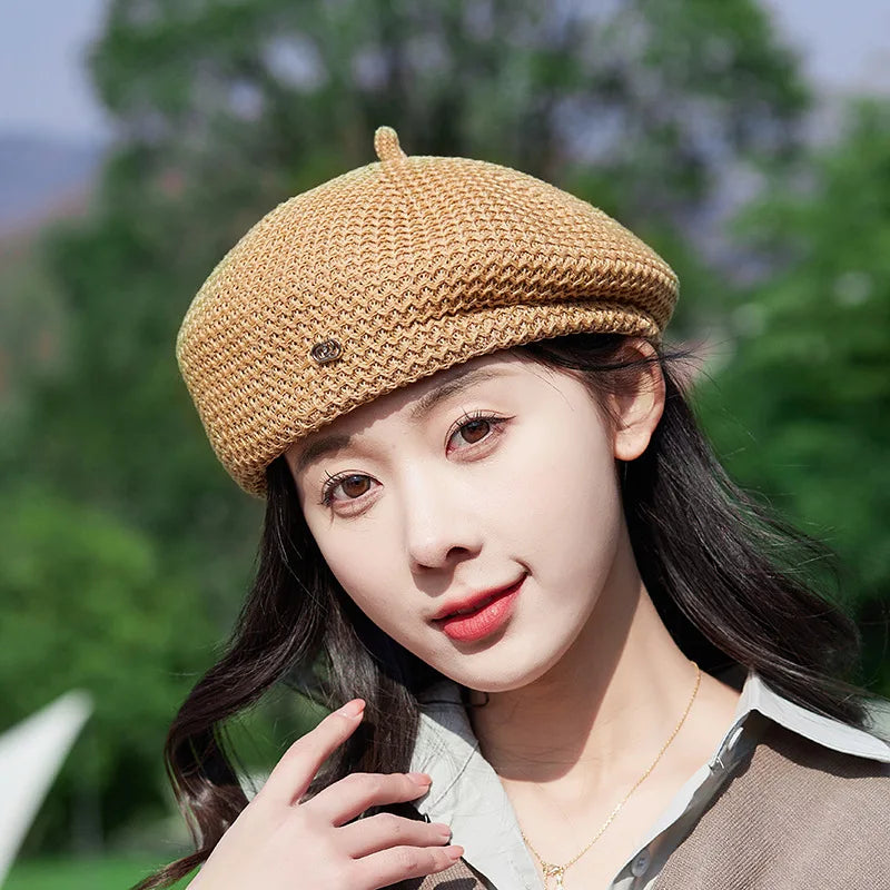 Women’s Pleated Paper Straw Beret FitiqueFit