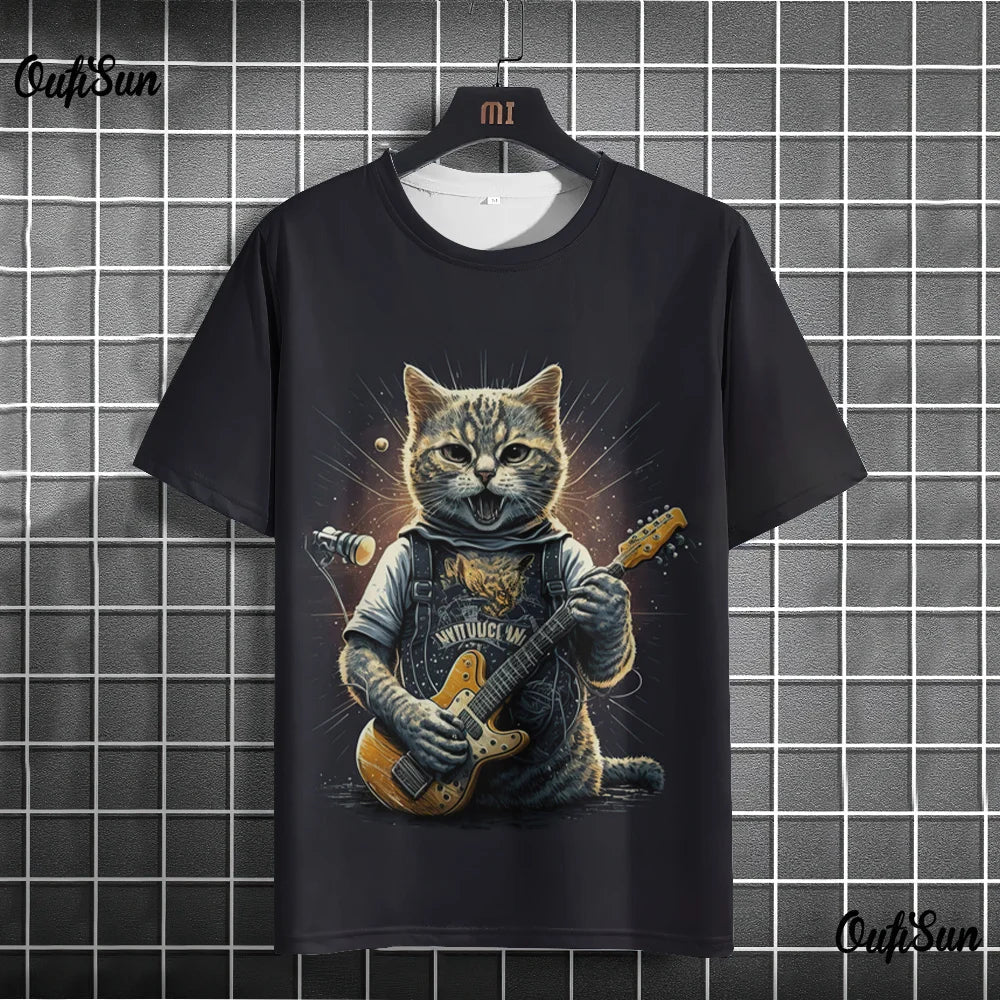 Samurai Cat Graphic T-Shirt – Japanese Style 3D Print Men's Tee FitiqueFit