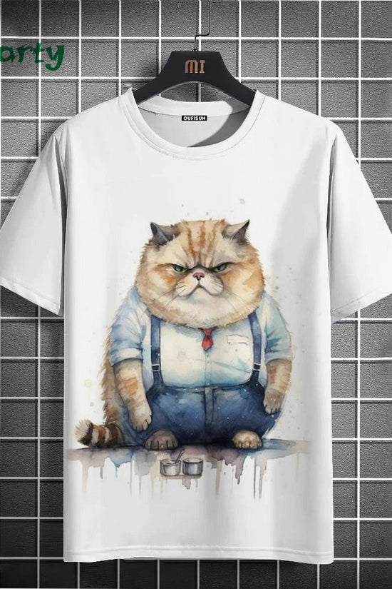 Cat Print T-shirts for Men - Y2K Graphic T-Shirt FitiqueFit