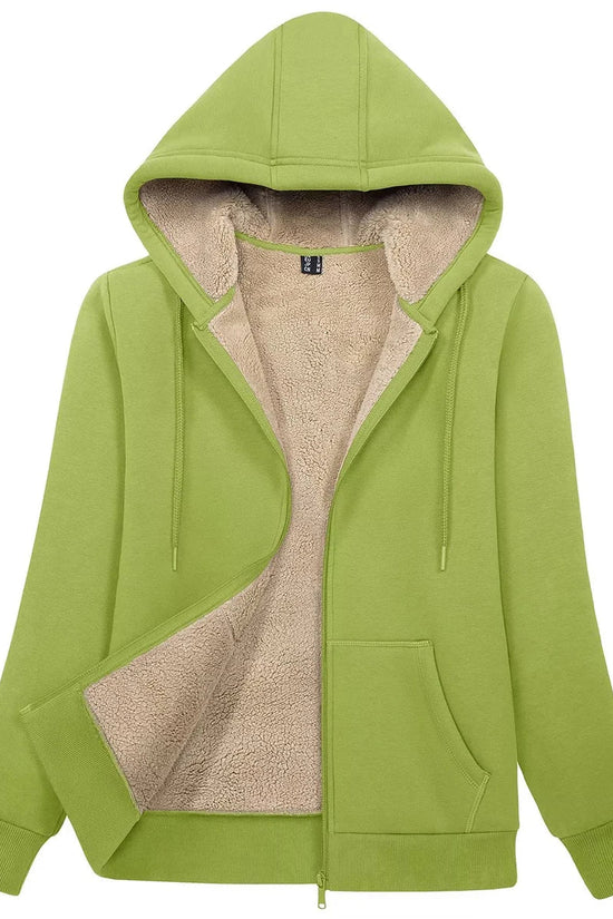 MAGCOMSEN Womens Sherpa Lined Fleece Jacket Zip Up Casual Hoodie Winter Warm Thicken Jackets 