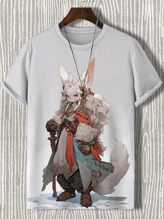 Samurai Cat Graphic T-Shirt – Japanese Style 3D Print Men's Tee FitiqueFit