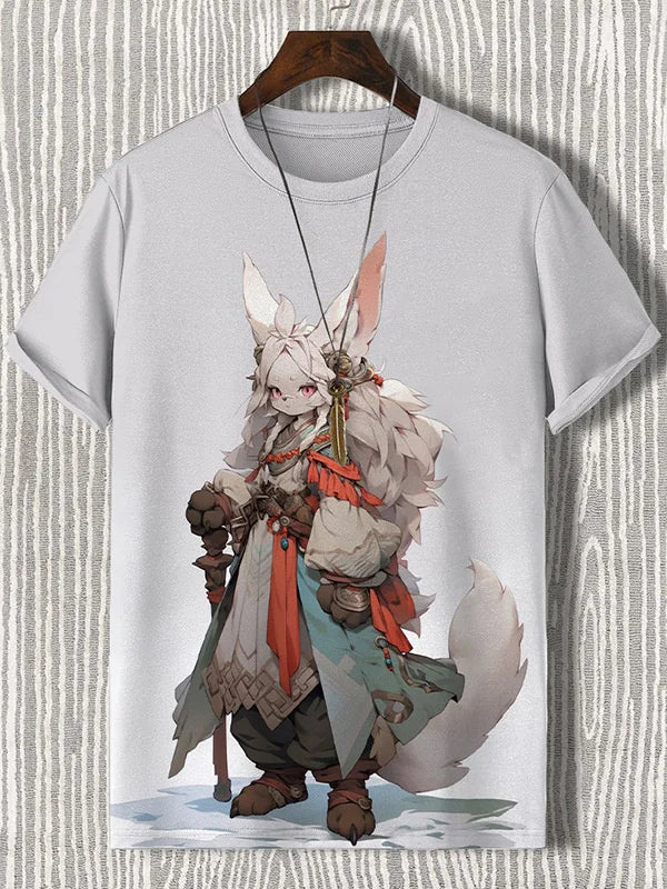 Samurai Cat Graphic T-Shirt – Japanese Style 3D Print Men's Tee FitiqueFit