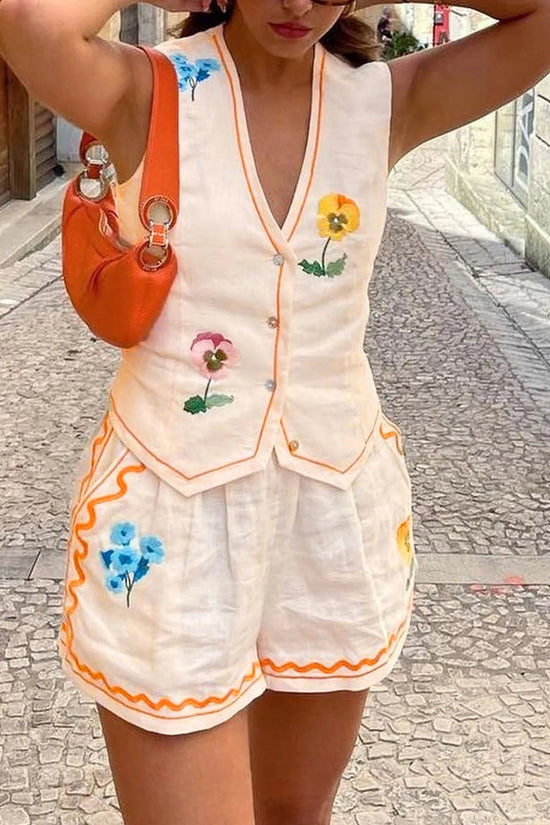 🌸 Vintage Floral Embroidered 2-Piece Summer Set FitiqueFit