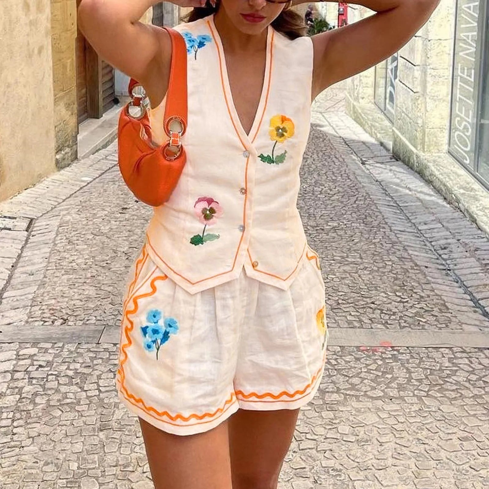 🌸 Vintage Floral Embroidered 2-Piece Summer Set FitiqueFit