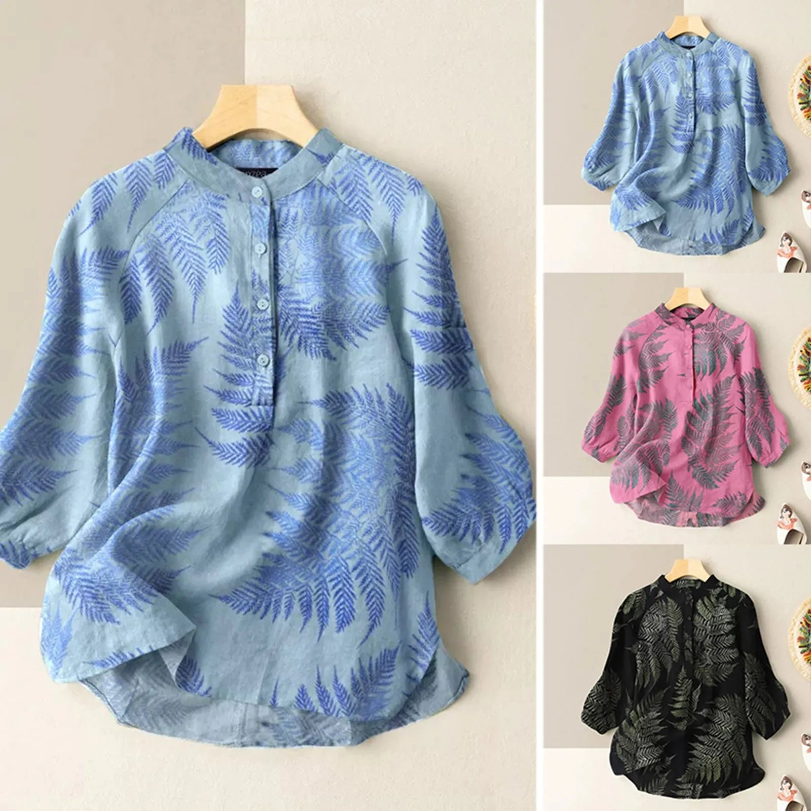 Vintage Cotton-Linen Button Down Blouse FitiqueFit