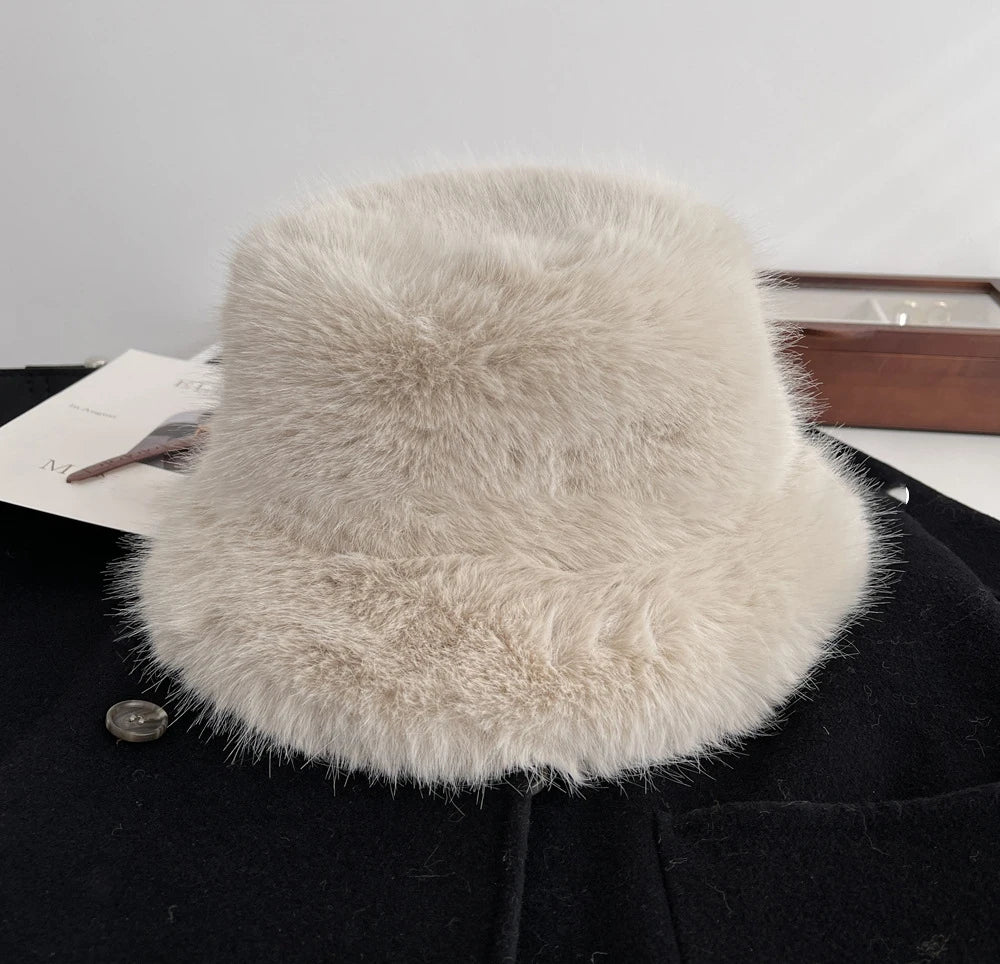 Winter New Imitation Fox Fur Fur Velvet Ladies Hat Ins Style Korean Fashion Luxury Fisherman Hat Outdoor Shopping Accessories 