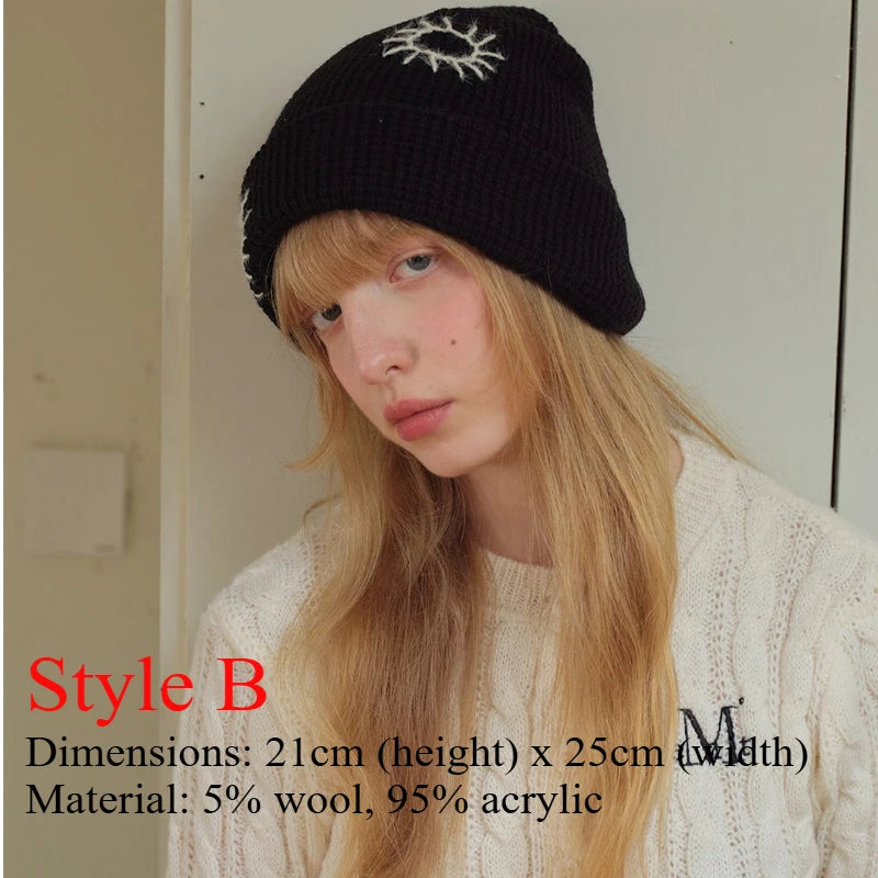 INS Real Fur Wool Winter Hats for Women Sun Animals Cartoon Warm Knit Thick Beanie Cap Solid Cover Head Sombreros De Mujer 