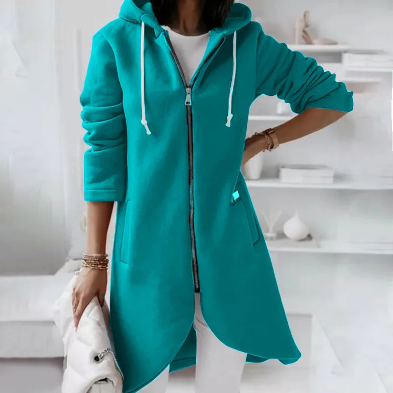 Oversized Women Loose Zip Sweatshirts Casual Female Hoody Tie Collar Zip Up Pocket Baggy Streetwear Hooded Coats JYFS-JY7755 