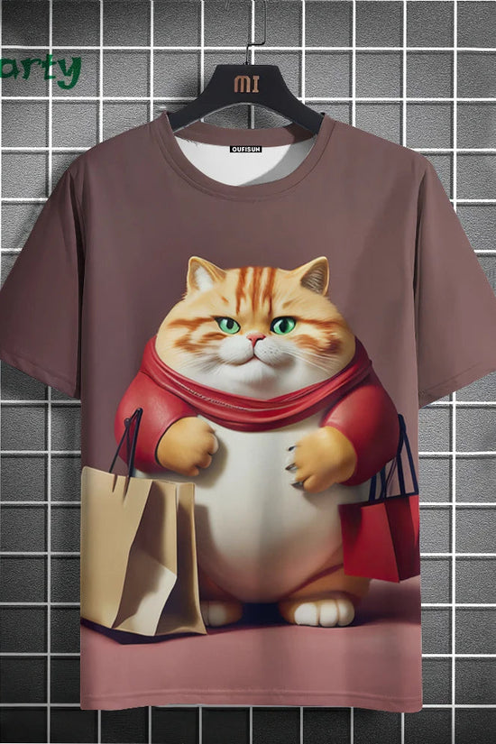 Cat Print T-shirts for Men - Y2K Graphic T-Shirt FitiqueFit