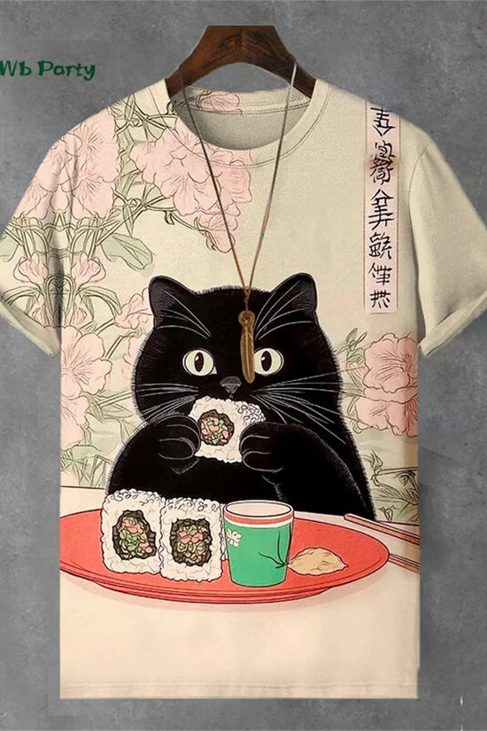 🐱  3D Travel Cat Print T-Shirt – Playful Summer Streetwear FitiqueFit