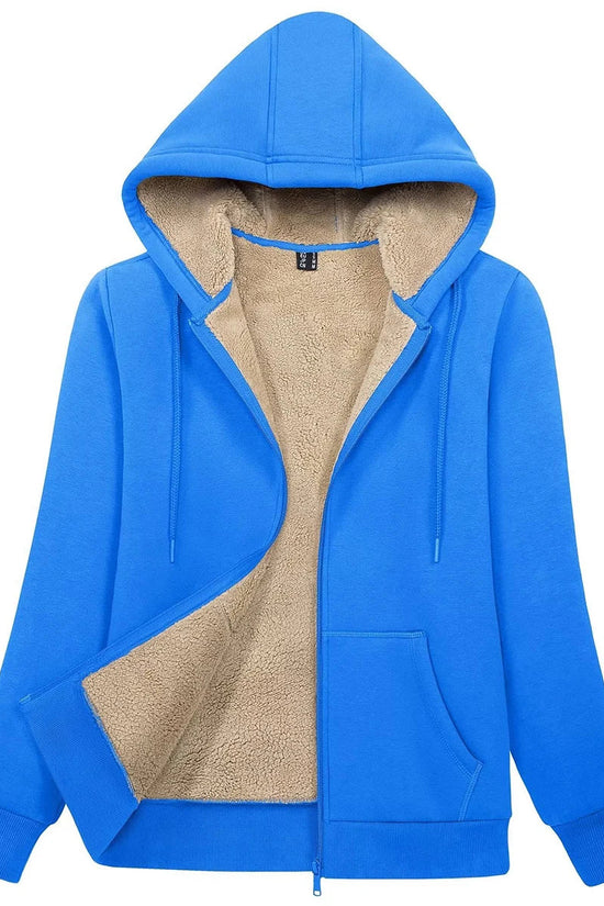 MAGCOMSEN Womens Sherpa Lined Fleece Jacket Zip Up Casual Hoodie Winter Warm Thicken Jackets 