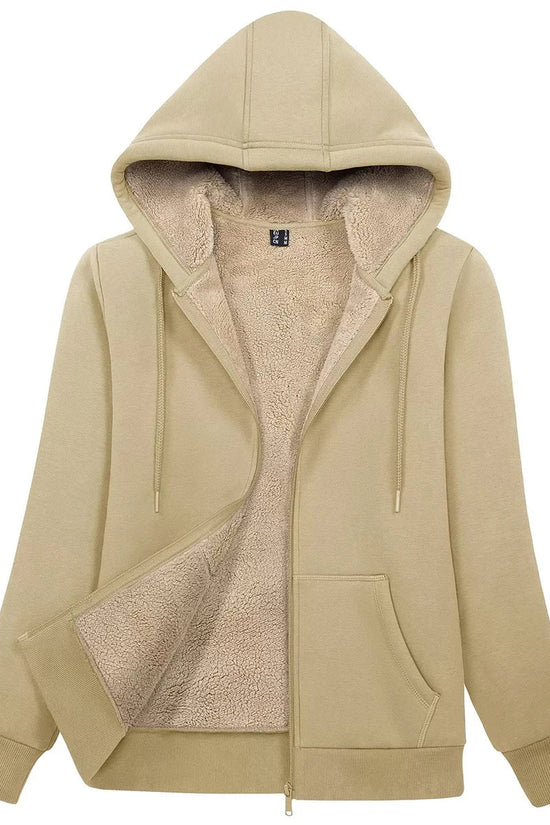 MAGCOMSEN Womens Sherpa Lined Fleece Jacket Zip Up Casual Hoodie Winter Warm Thicken Jackets 