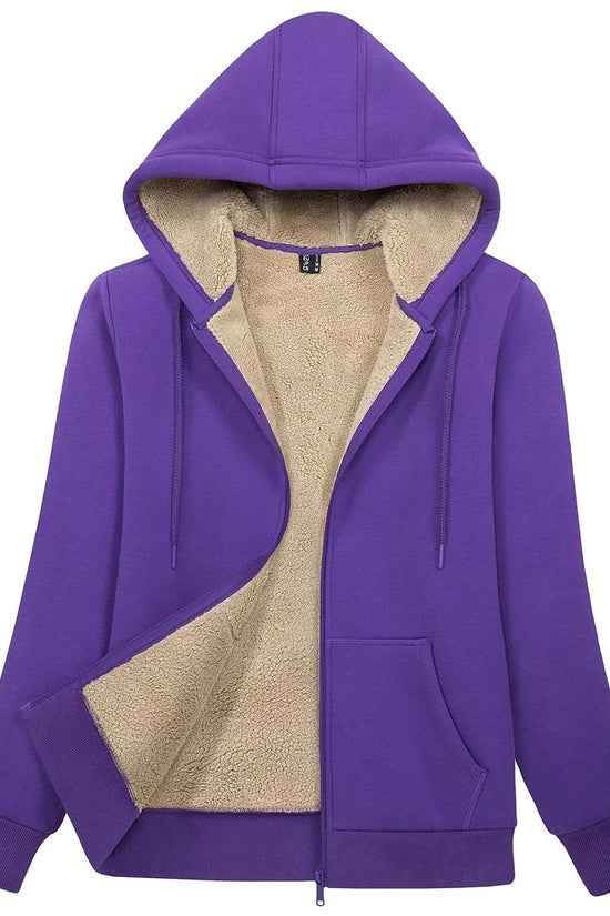 MAGCOMSEN Womens Sherpa Lined Fleece Jacket Zip Up Casual Hoodie Winter Warm Thicken Jackets 