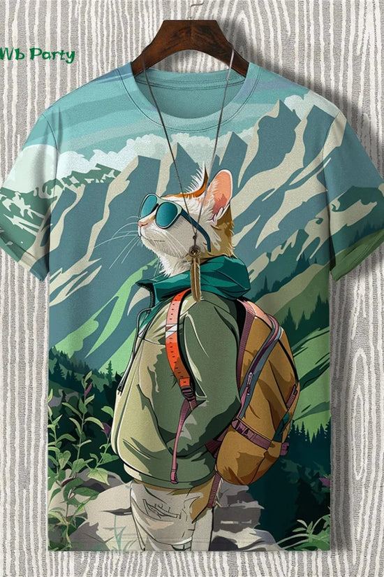 🐱  3D Travel Cat Print T-Shirt – Playful Summer Streetwear FitiqueFit
