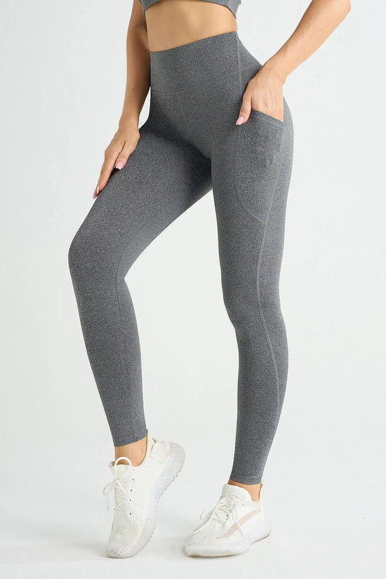 New High Waist Women's Leggings Stretch Yoga Pants Tights With Pockets Push Up Fitness Running Sportswear Solid Color Pants 