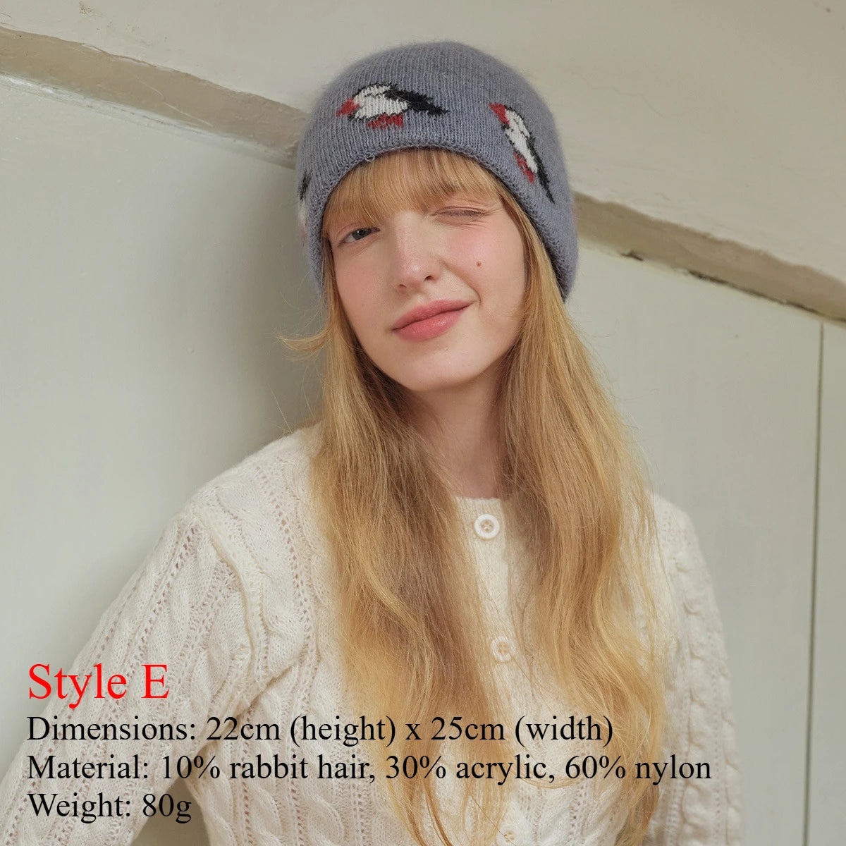 INS Real Fur Wool Winter Hats for Women Sun Animals Cartoon Warm Knit Thick Beanie Cap Solid Cover Head Sombreros De Mujer 