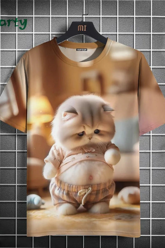 Cat Print T-shirts for Men - Y2K Graphic T-Shirt FitiqueFit