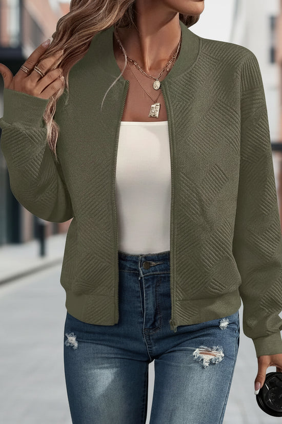 Women's autumn and winter new solid color simple and exquisite zipper jacket baseball collar casual jacket 