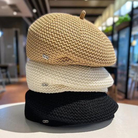 Women’s Pleated Paper Straw Beret FitiqueFit