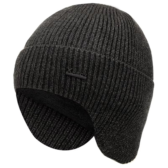 New Men Winter Hat Add Fleece Warm Earflap Cap Stylish Soft Beanie Hat For Male Outdoor Thicken Ski Sports Knitted Hat FitiqueFit